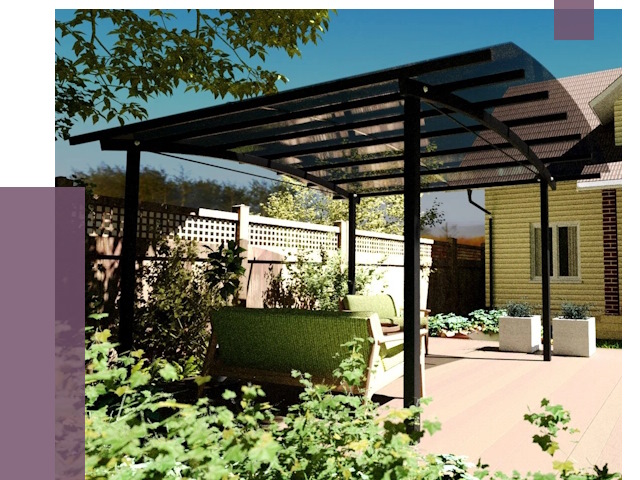 Навесы для террасы в Шахтах от 13838 руб. под ключ | ПРОЛЁТ-Шхт