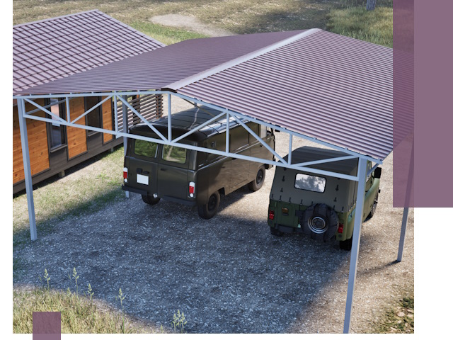 Двускатные навесы под ключ в Шахтах — изготовление и монтаж